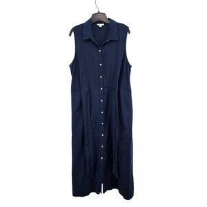 J. Jill Women's 100% Linen Regular Fit Button Front Shirt Dress - L